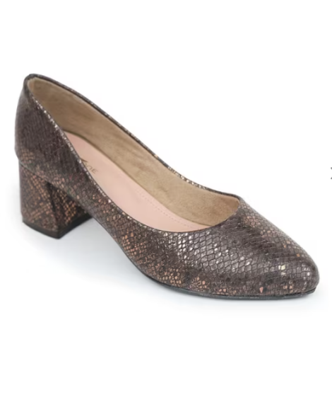 SHEZONE, Reptilian Print Chunky Heeled Shoes