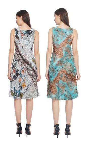 TSM Beige & Turquoise Reversible Dress