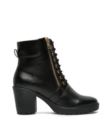 BRUNO MANETTI, Ankle-Length Lace-Up Boots with Zip-Closure
