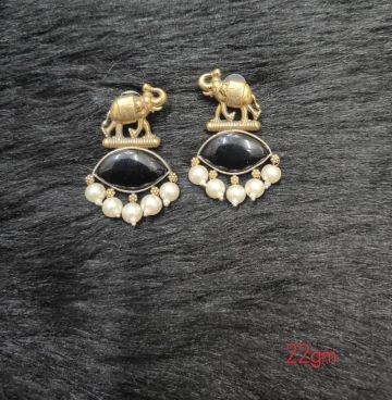 Brass Silver Oxidised Blackeye elle Earrings