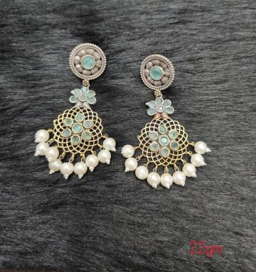 Brass Silver Oxidised Doul Zuly Charmimg Earrings