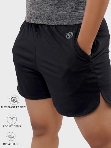 Womens Active Layered Shorts- Crow Raven