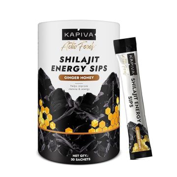 Kapiva Shilajit Energy Sips | With 100% Pure Shilajit/Shilajeet | 250mg Shilajit/Stick | Boosts Energy & Stamina | 30 Sachets | Ginger Honey Flavour