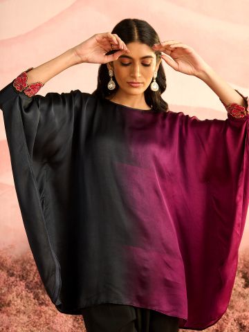 OMBRE PINK ROSES CASPER CUFF BEADED TOP