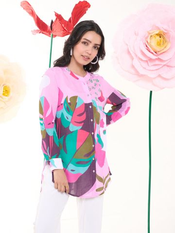 PINK ARTIFY BUTTON DOWN SHIRT