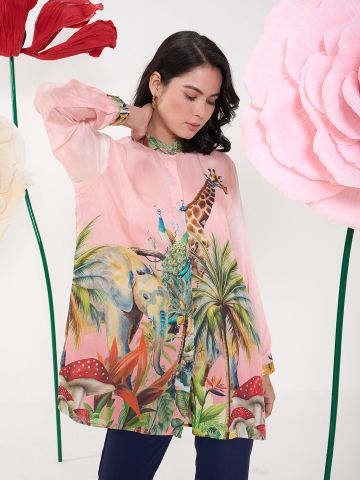 PINK JIRAFA CONCEAL BUTTON SHIRT