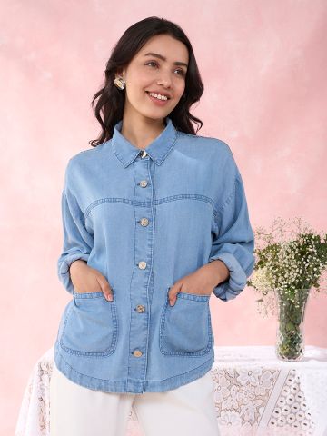 DENIM BLUE CABLE SHIRT