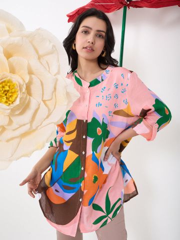 PEACH ARTIFY BUTTON DOWN SHIRT