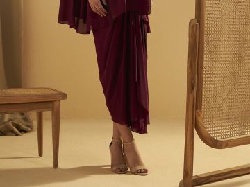 PLUM DRAPE SKIRT