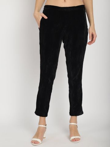 VELVET BLACK SIDE ZIP PANT