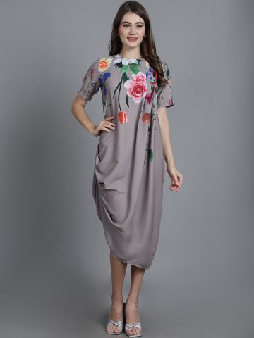 BROWN HANGING GARDEN SH PLEATED DRESS