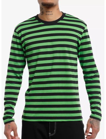 Neon Green & Black Stripe Long-Sleeve T-Shirt