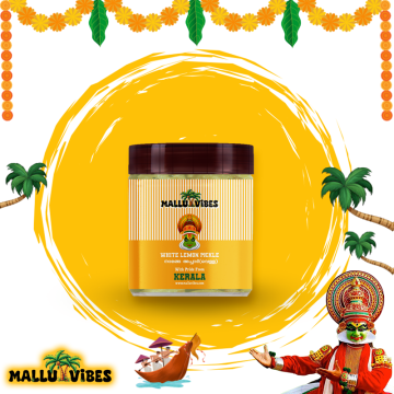 Mallu Vibes Homemade Kerala White Lemon Pickle (Velutha Naranga Achar / 400g) 