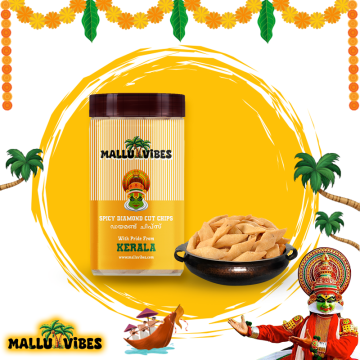 Mallu Vibes Kerala Spicy Diamond Cuts Snacks | Crispy Rice (200g)