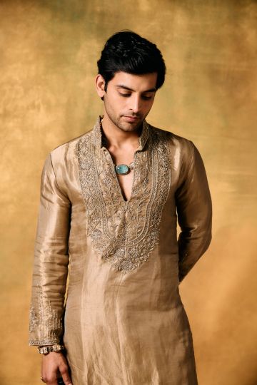 Gold Dawn Tissue Kurta Set for Men