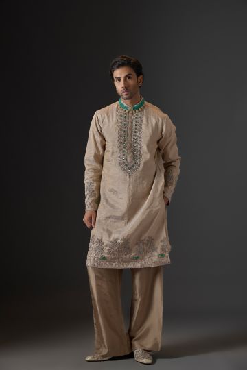 Emerald Elegance Embroidered Kurta Set