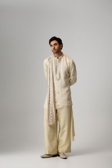 Ivory Paneled Kurta Set
