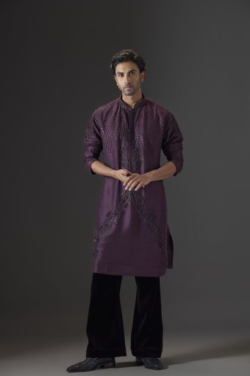 Plum Dusk Embroidered Kurta Set