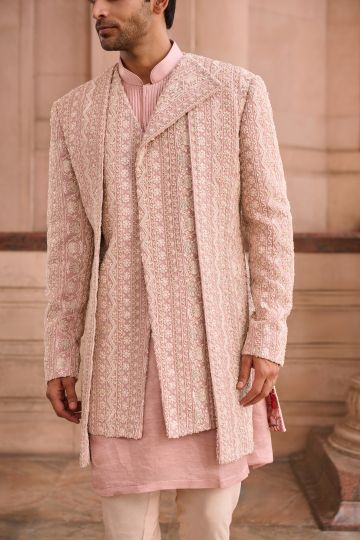 Pink Handcrafted Sherwani Set