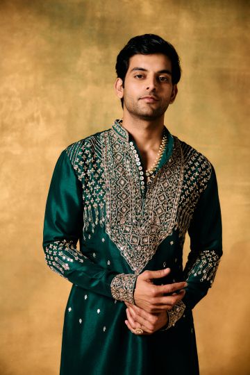 Emerald Grace Kora Silk Kurta