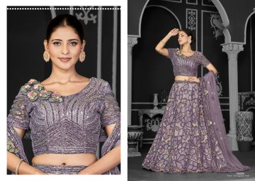 Women's Embroidered Semi-Stitched Lehenga Choli with Dupatta | Lovender