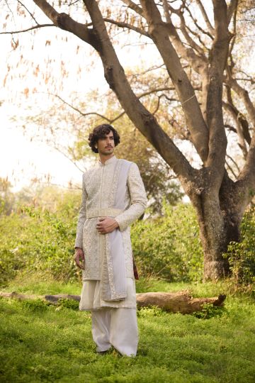 Heritage Weave Sherwani with Plazo