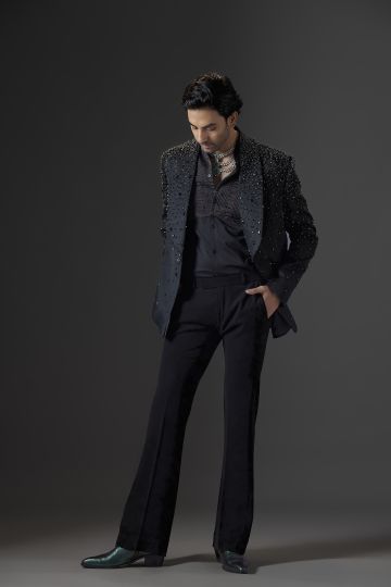 Noir Stellar Studded Tuxedo Set
