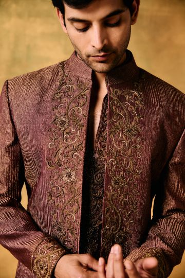 Regal Crush Purple Indo-Western Set for Men