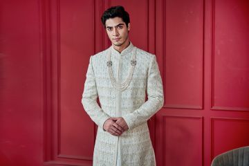 Pastel Elegance Ivory Sherwani