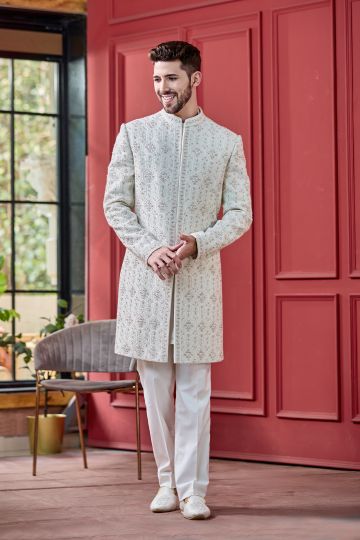 Ivory Grace Lucknowi Sherwani