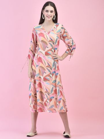 Shree Women Georgette Multicolor Floral Print Dress