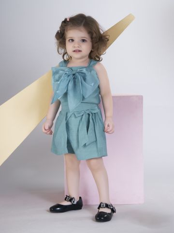 Peppermint Girls Green Plain Skort with Top - 1-2Y