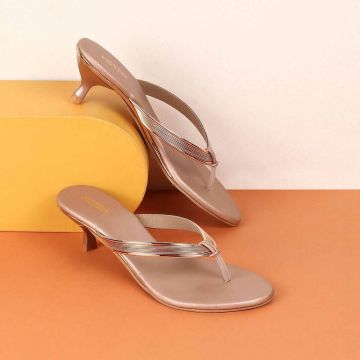 Women Rose-Gold Ethnic Slip Ons