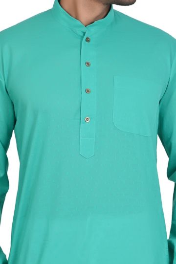 Men's Cotton Solid Kurta with Aligarhi Pyjama