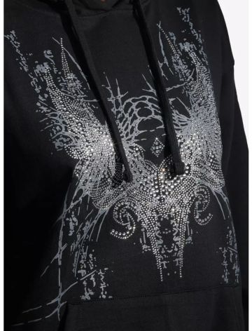 Winged Heart Rhinestone Girls Hoodie