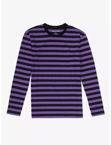 Purple & Black Stripe Long-Sleeve T-Shirt