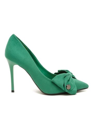 FLAT N HEELS, Pointed-Toe Pumps with Bow Accent