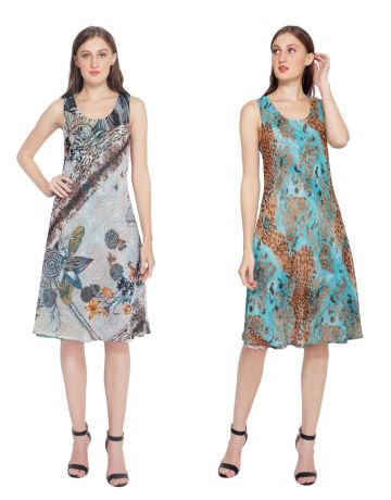 TSM Beige & Turquoise Reversible Dress