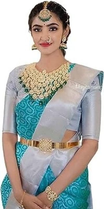 Women's Kanjivaram Soft Lichi Silk Saree With Blouse Piece