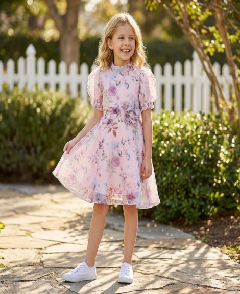 Peppermint Girls Bell Floral Print Dress
