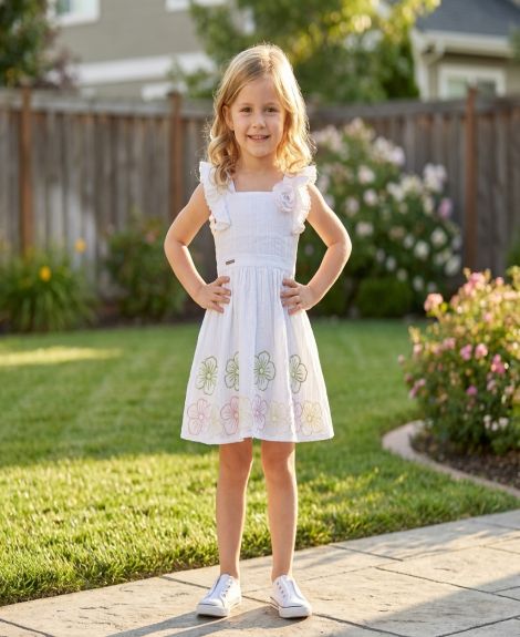 Peppermint Girls A-Line Embroidered Dress - 1-2Y
