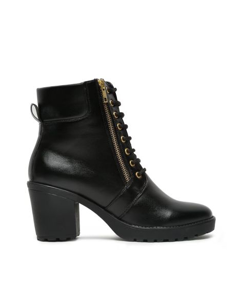 BRUNO MANETTI, Ankle-Length Lace-Up Boots with Zip-Closure