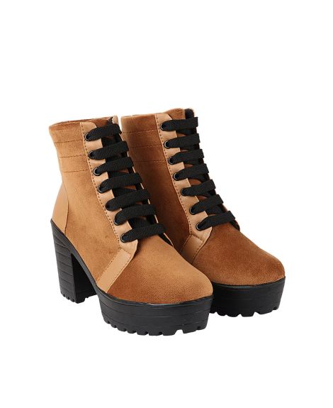 SHOETOPIA,Panelled Lace-Up Boots