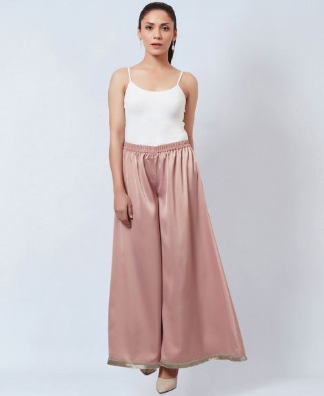 First Resort Ramola Bachchan, High-Rise Palazzos With Lace Hemline