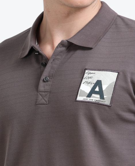 Stylesmyth Printed Chenille Knit Polo Half-Sleeve T-Shirt Smokey grey