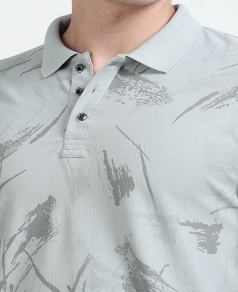Stylesmyth 100% Polyester Dri-Fit Polo T-Shirt Lt Grey | All-Over Print