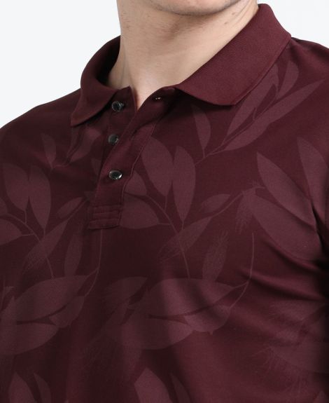 Stylesmyth 100% Polyester Dri-Fit Polo T-Shirt Burgundy | All-Over Print