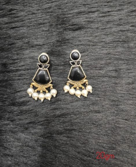 Brass Silver Oxidised BlackAvnita Earrings