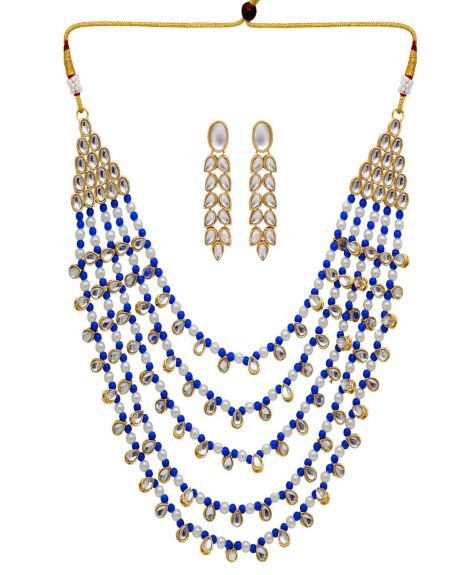 Blue Color Kundan Necklace Set