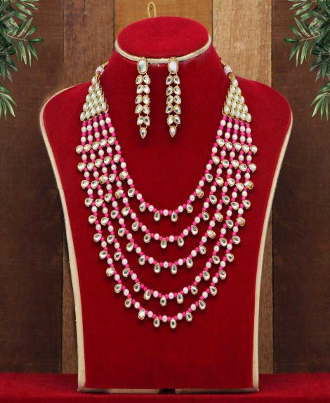 Rani Color Kundan Necklace Set